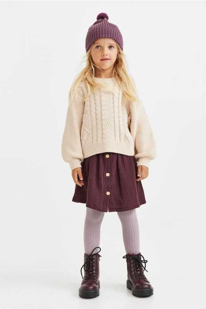 H&M Double-weave Baumwoll Röcke Kinder Dunkelrot | 3509-OBKGI