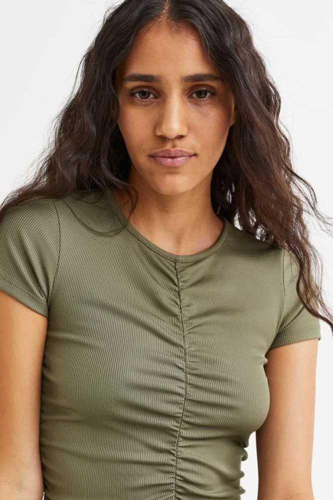 H&M Draped Jersey Kleider Damen Khaki Grün | 1692-AVRKT