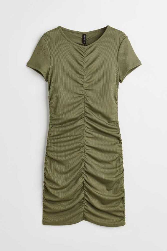 H&M Draped Jersey Kleider Damen Khaki Grün | 1692-AVRKT