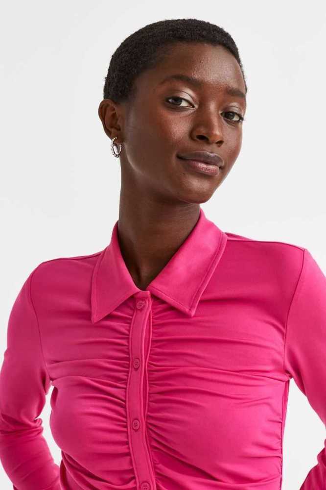 H&M Draped Jersey Oberteile Damen Rosa | 4295-ZBYTL