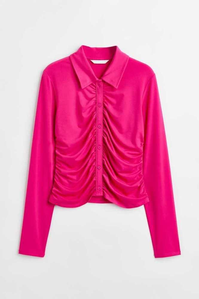 H&M Draped Jersey Oberteile Damen Rosa | 4295-ZBYTL