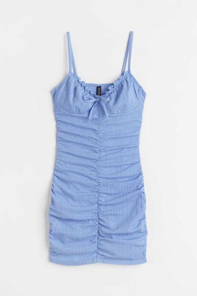 H&M Draped Kleider Damen Hellblau | 0583-TOIEM