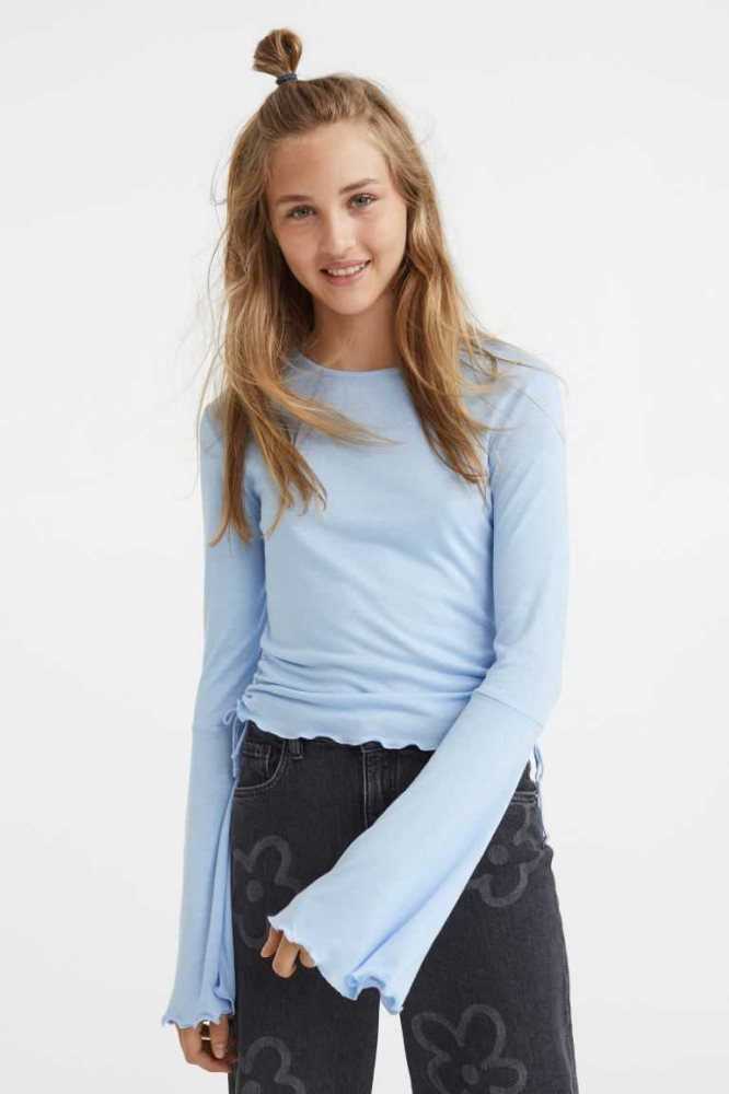 H&M Draped Top Jersey Kinder Hellgrün | 6958-KWEYG