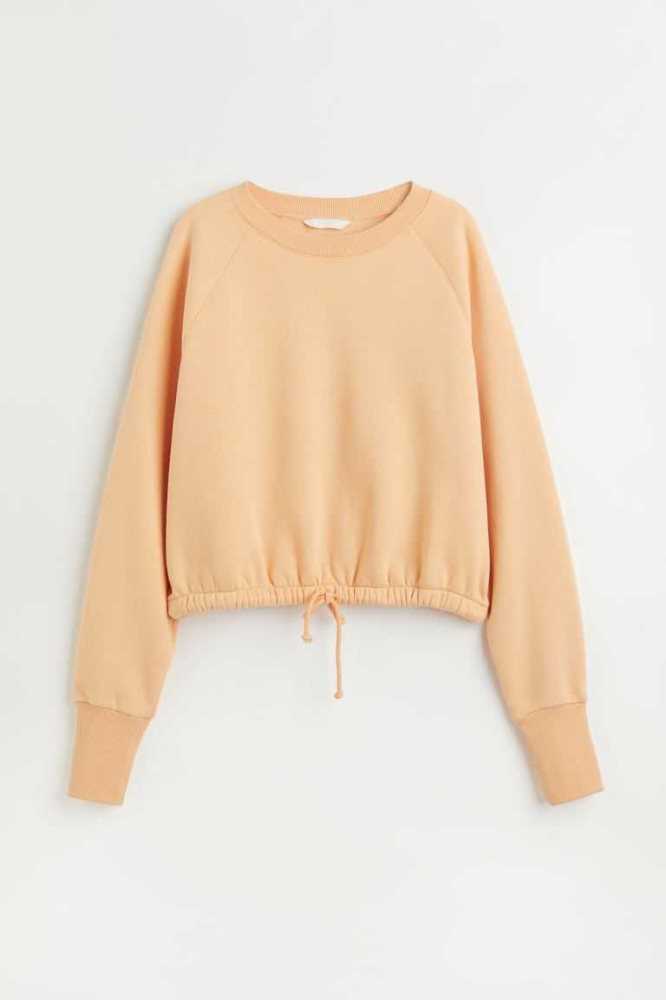 H&M Drawstring Sweatshirt Damen Weiß | 1872-KVTCD