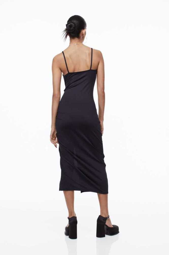 H&M Drawstring-detail Bodycon Kleider Damen Schwarz | 8109-YIGPO