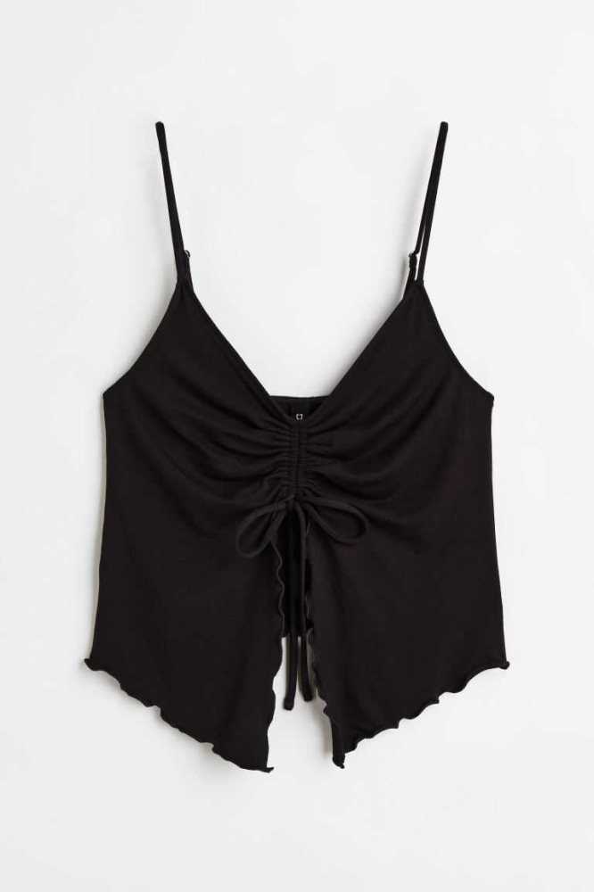 H&M Drawstring-detail Oberteile Damen Schwarz | 8594-FILAG