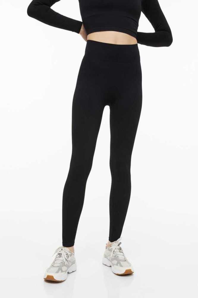 H&M DryMove Seamless Sports tights Hose Damen Beige | 1065-QOMNF