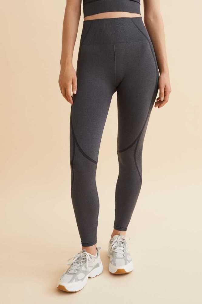 H&M DryMove Seamless Sports tights Hose Damen Beige | 5389-YPSNQ