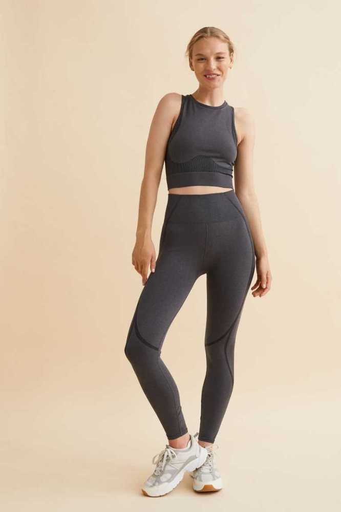 H&M DryMove Seamless Sports tights Hose Damen Beige | 5389-YPSNQ