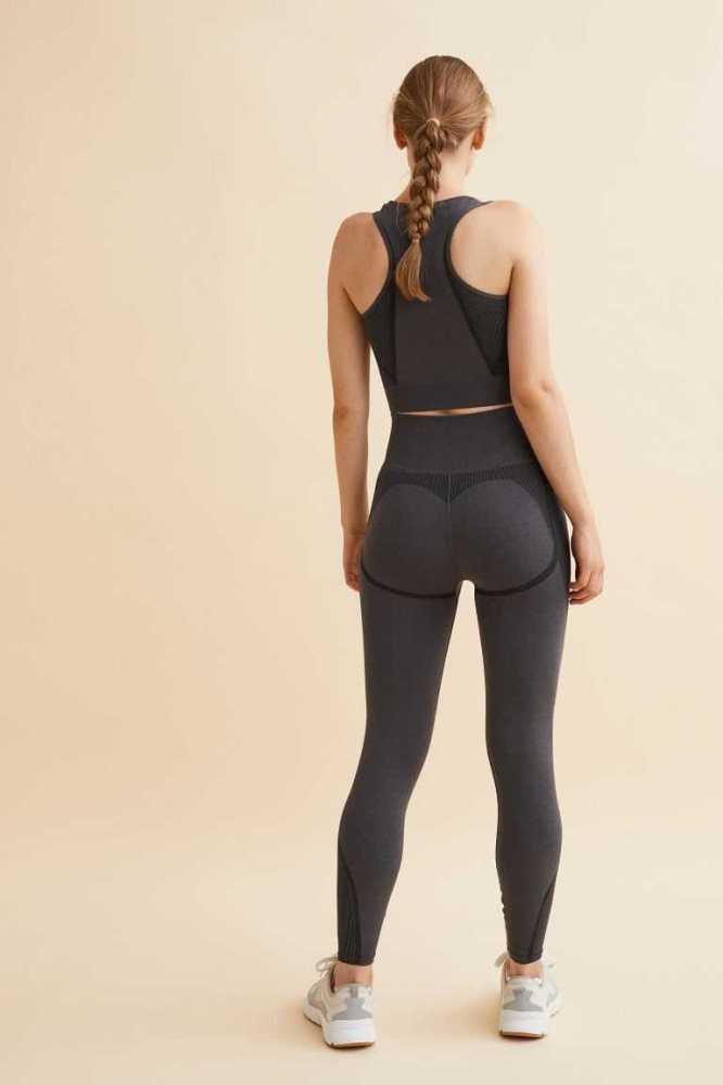 H&M DryMove Seamless Sports tights Hose Damen Beige | 5389-YPSNQ