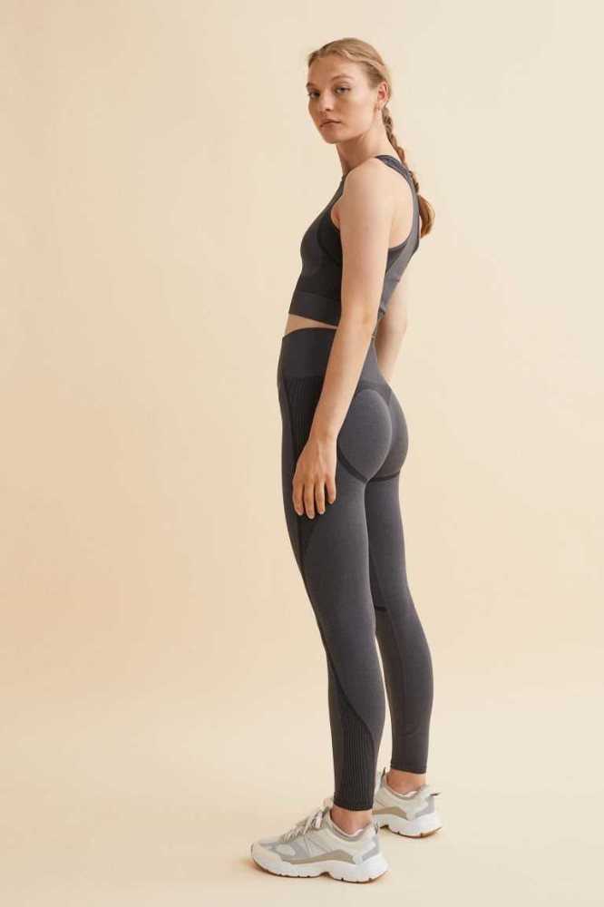 H&M DryMove Seamless Sports tights Hose Damen Beige | 5389-YPSNQ