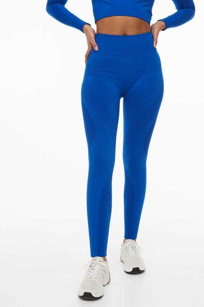 H&M DryMove Seamless Sports tights Hose Damen Hellblau | 5632-QYXJF