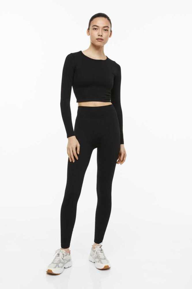 H&M DryMove Seamless Sports tights Hose Damen Helllila | 9042-LQZSH