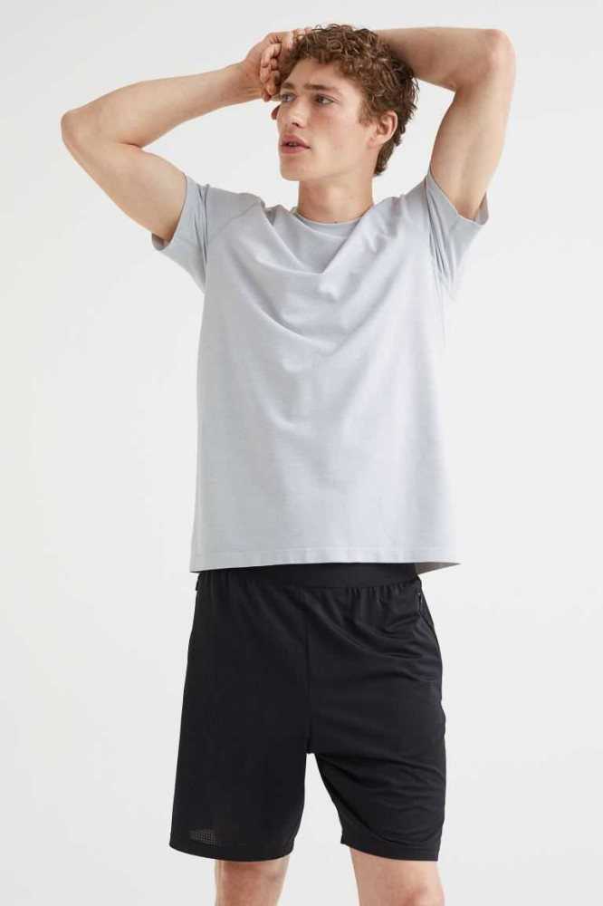 H&M DryMove Seamless top Sportbekleidung Herren Dunkelgrau Braun | 7621-DCFRY