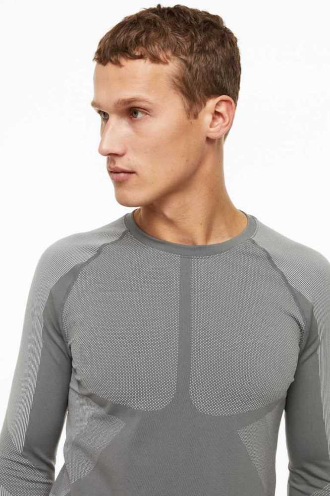 H&M DryMove Seamless top Sportbekleidung Herren Grau | 8106-BGLYH