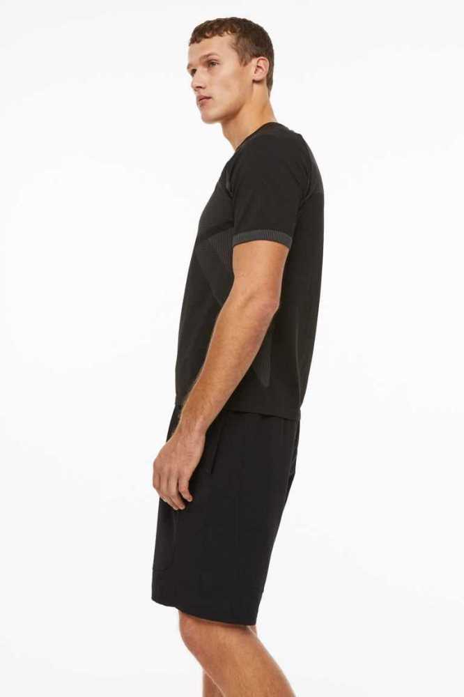 H&M DryMove Seamless top Sportbekleidung Herren Schwarz | 8596-DLRQA