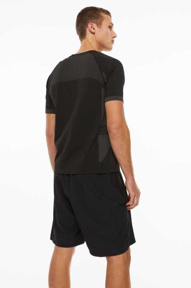 H&M DryMove Seamless top Sportbekleidung Herren Schwarz | 8596-DLRQA