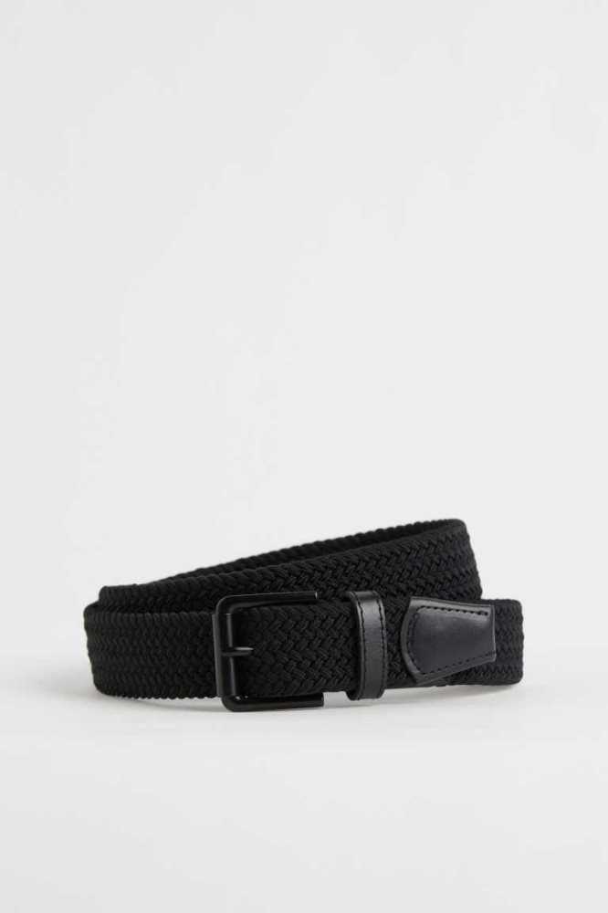 H&M Elasticized Fabric Gürtel Herren Schwarz | 0465-OHMYW