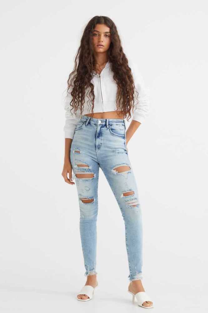 H&M Embrace High Ankle Jeans Damen Blau | 2138-UCJTY