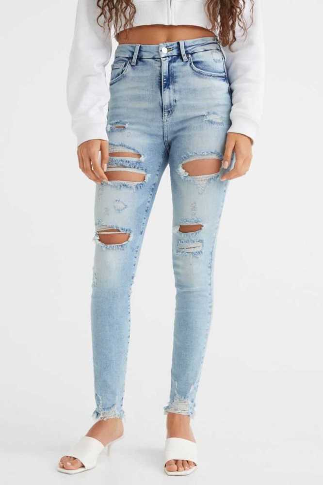 H&M Embrace High Ankle Jeans Damen Blau | 2138-UCJTY