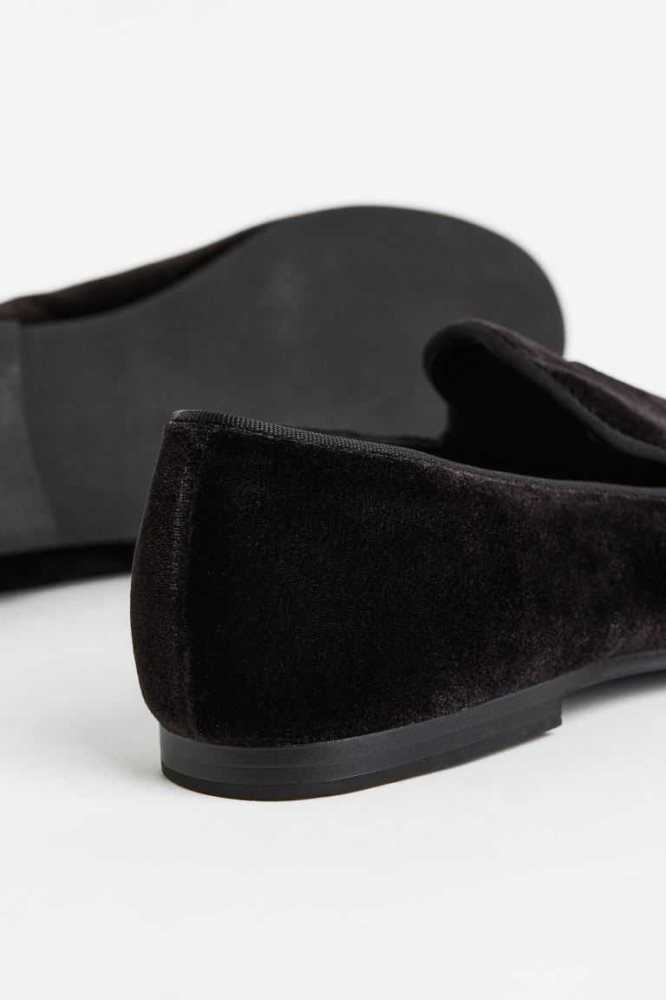 H&M Embroidered Velour Loafers Herren Schwarz | 3851-OMVFN