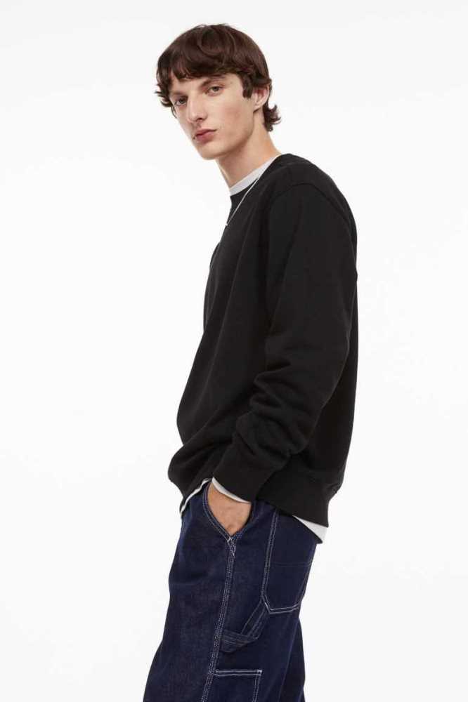 H&M Essentials No 11: THE SWEATSHIRT Oberteile Herren Schwarz | 8754-TZODQ