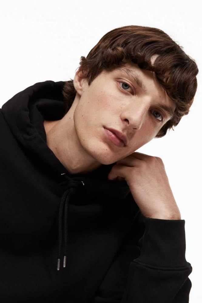 H&M Essentials No 3: THE Hoodie Herren Schwarz | 3497-UNKPI