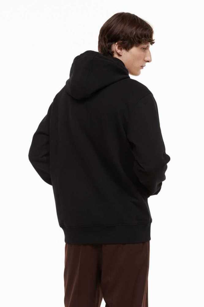 H&M Essentials No 3: THE Hoodie Herren Schwarz | 3497-UNKPI