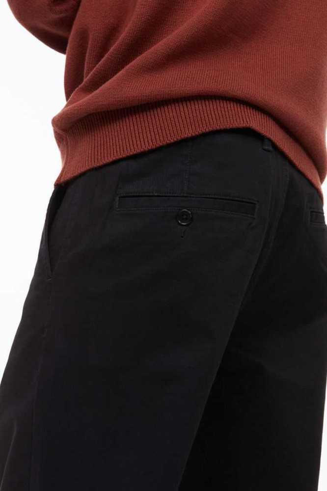 H&M Essentials No 9: THE CHINOS Hose Herren Schwarz | 8962-KLFEX