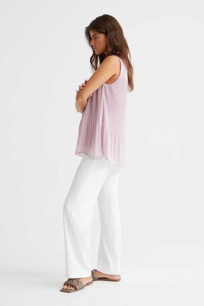 H&M Falten Chiffon Oberteile Damen Helltürkis | 8704-NODJC