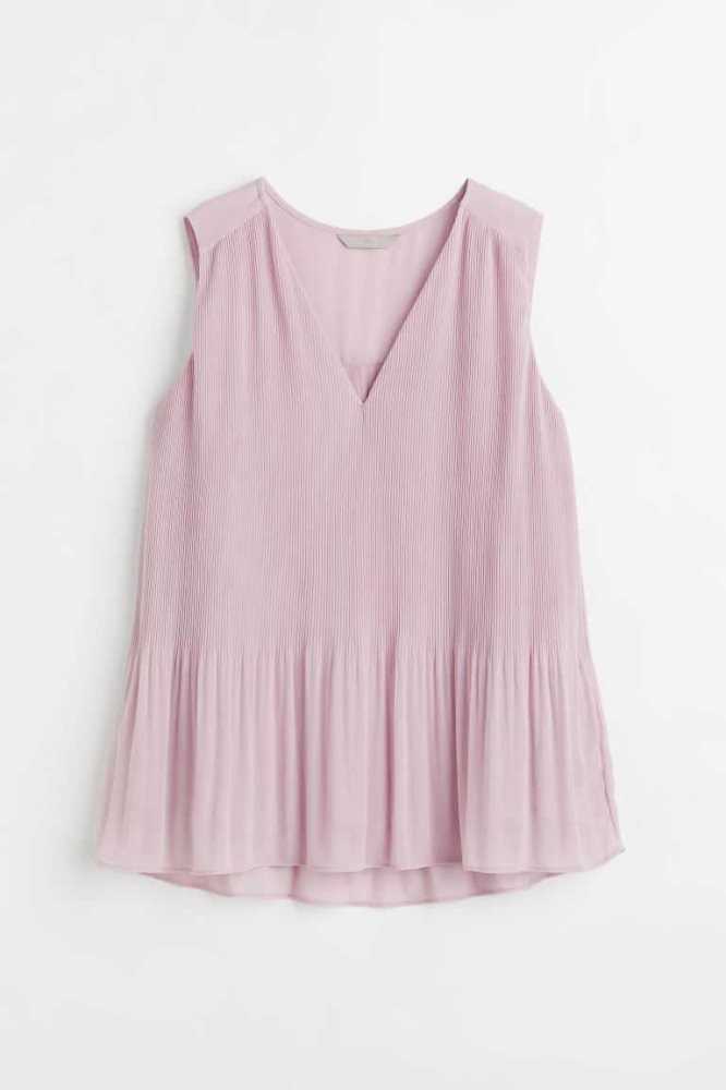 H&M Falten Chiffon Oberteile Damen Helltürkis | 8704-NODJC