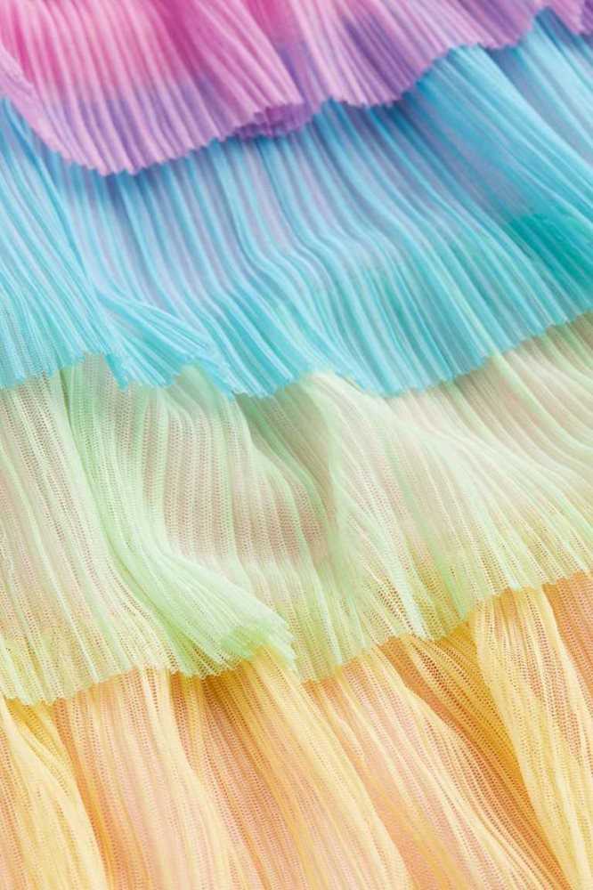 H&M Falten Tulle Kurzes Kleid Kinder Hellrosa Türkis | 5678-RFNOG