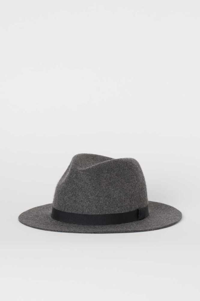 H&M Felted Wolle Hüte Herren Schwarz | 6357-ZDULG