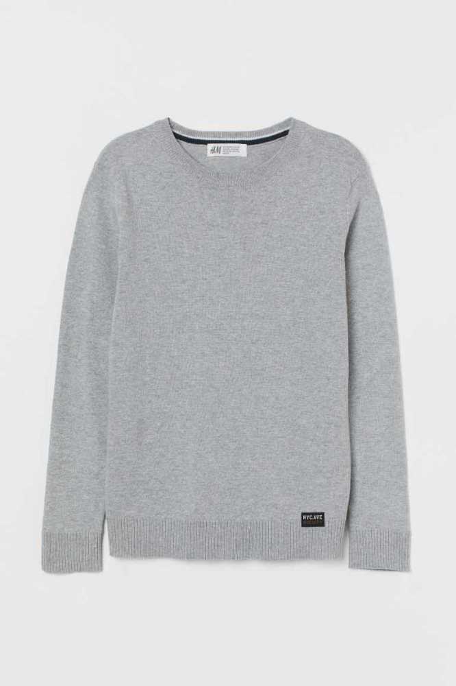 H&M Fine-knit Baumwoll Pullover Kinder Dunkelblau | 4205-BFLUA