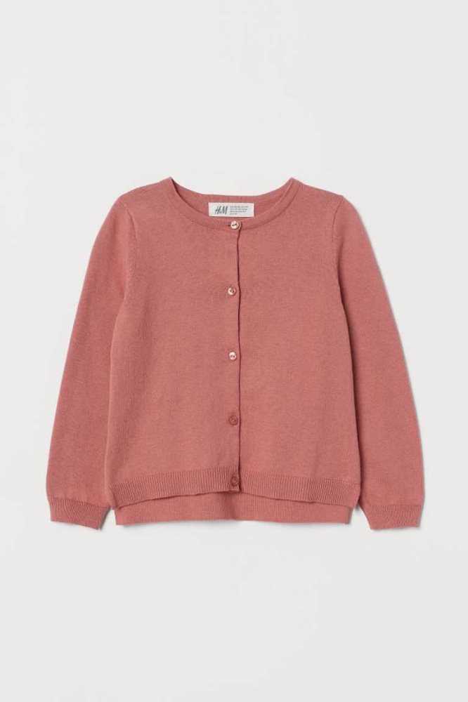 H&M Fine-knit Baumwoll Strickjacke Kinder Rosa | 5820-PUWQY