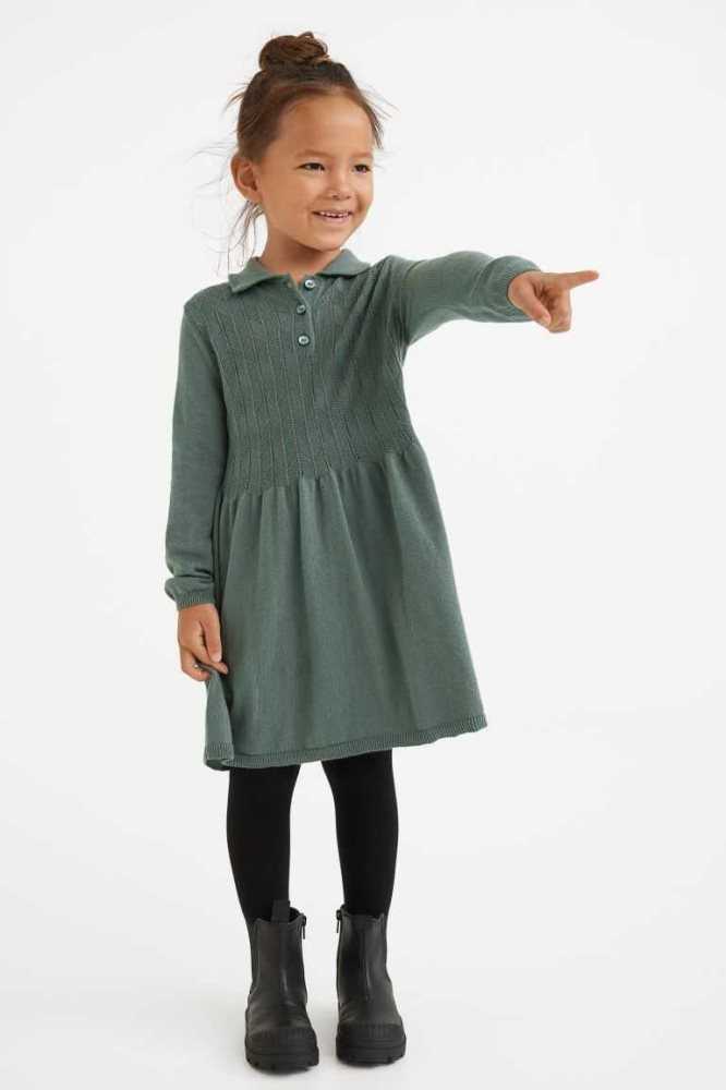 H&M Fine-knit Kurzes Kleid Kinder Dunkelrot | 0628-ALXGW