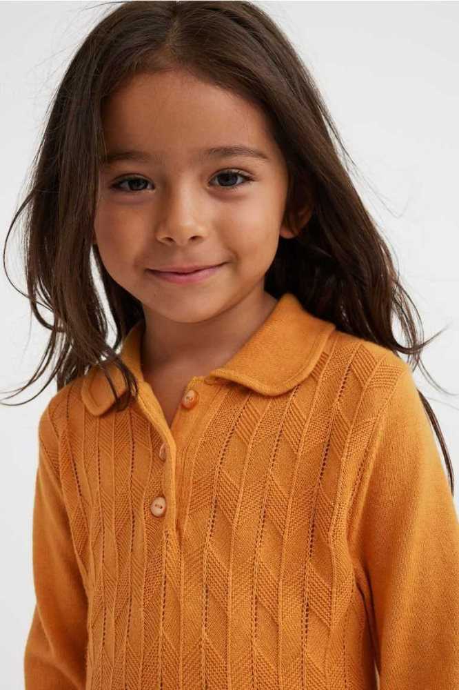 H&M Fine-knit Kurzes Kleid Kinder Senfgelb Gelb | 2675-WOBFY