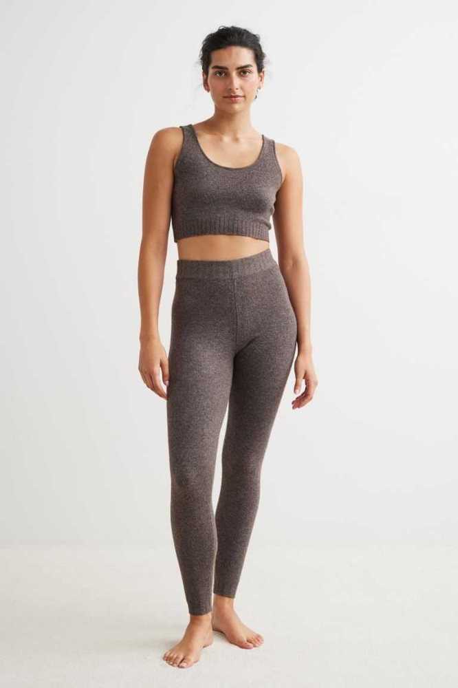 H&M Fine-knit Leggings Loungewear Damen Dunkelbraun | 7038-CMPXZ