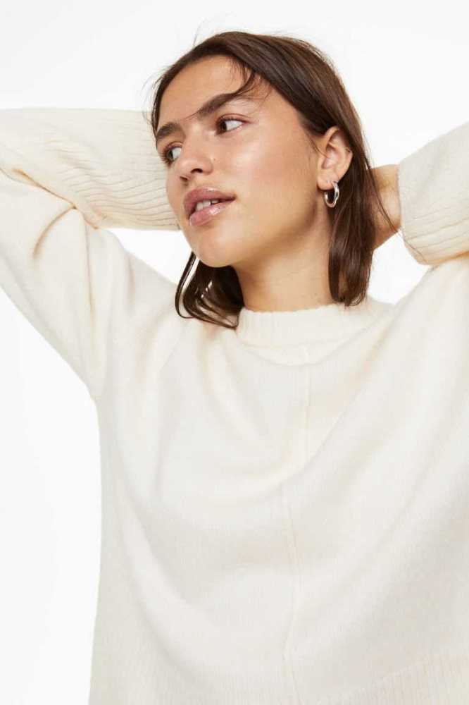 H&M Fine-knit Pullover Damen Weiß | 9637-IWLPM