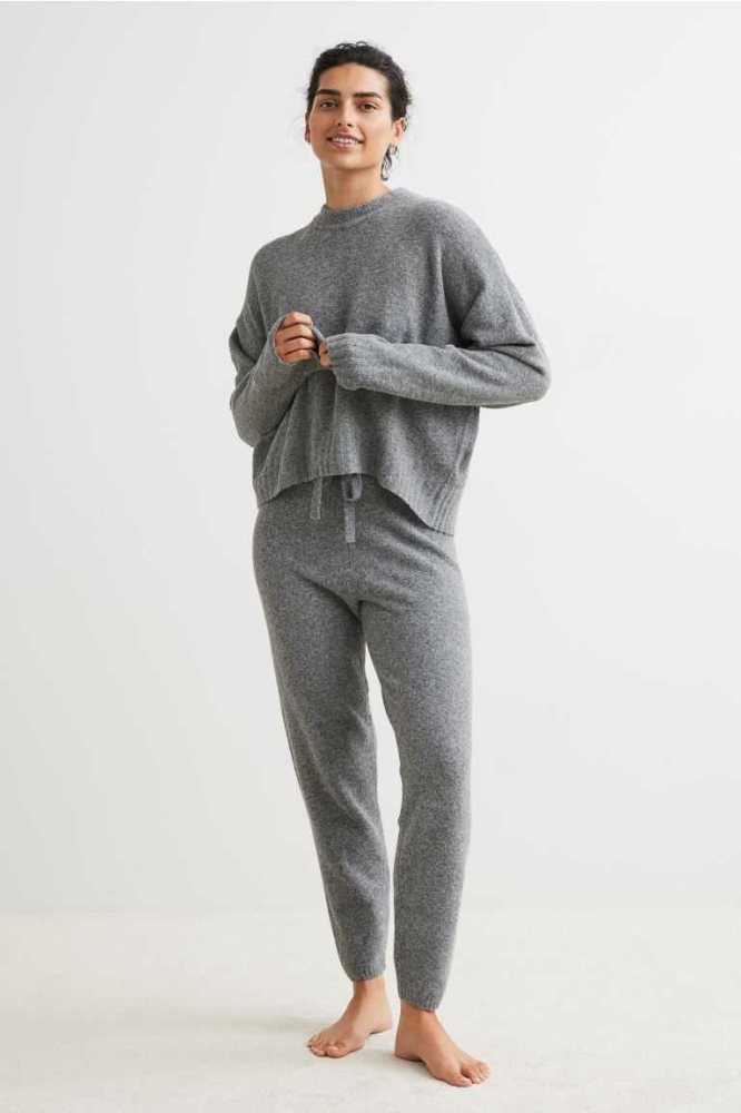 H&M Fine-knit Pullover Loungewear Damen Grau | 1528-DAWOR