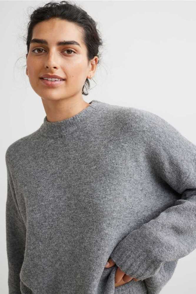 H&M Fine-knit Pullover Loungewear Damen Grau | 1528-DAWOR