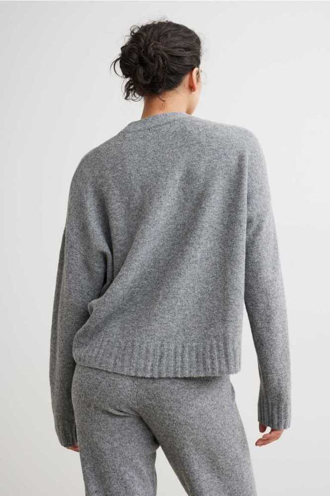 H&M Fine-knit Pullover Loungewear Damen Grau | 1528-DAWOR