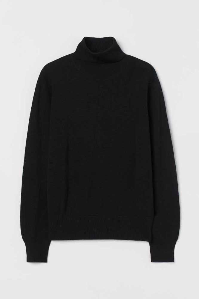 H&M Fine-knit Turtleneck Pullover Damen Dunkelgrau | 7485-UDPFJ