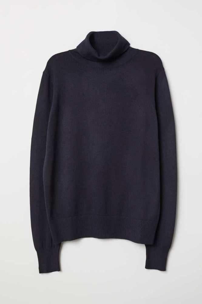 H&M Fine-knit Turtleneck Pullover Damen Dunkelgrau | 7485-UDPFJ