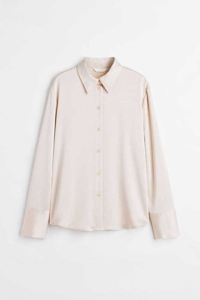 H&M Fitted Shirt Bluse Damen Gold | 7809-FVUGQ