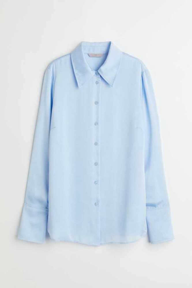 H&M Fitted Shirt Bluse Damen Weiß | 1297-JHPFZ