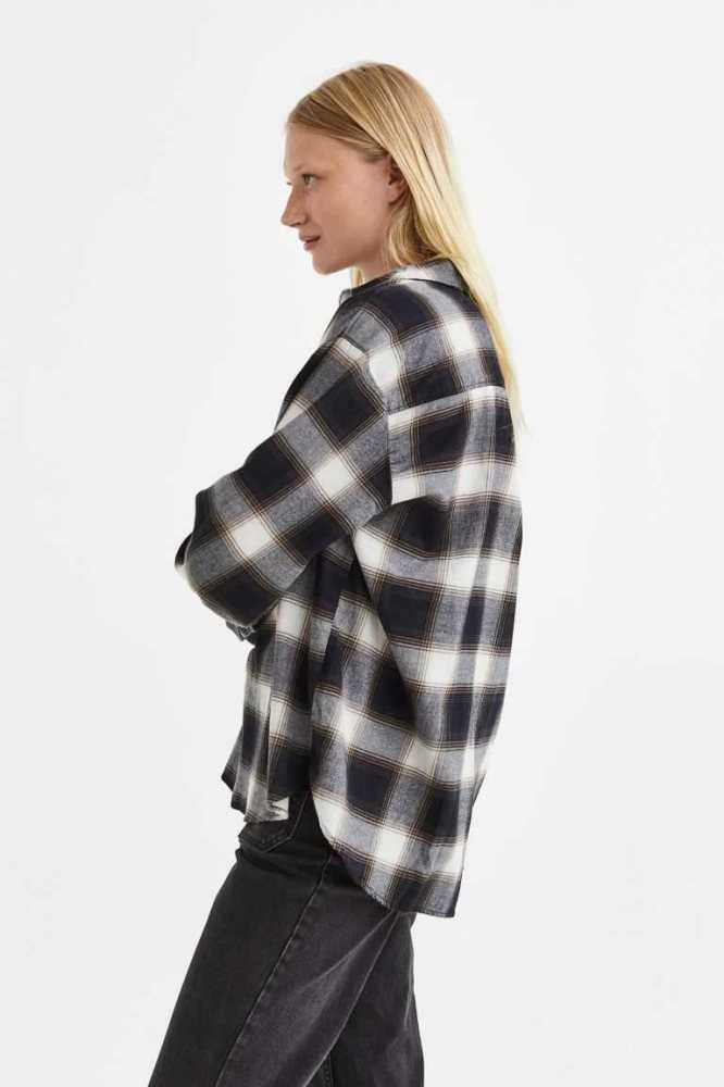 H&M Flannel Anorak Bluse Damen Rot | 9056-HPZCF