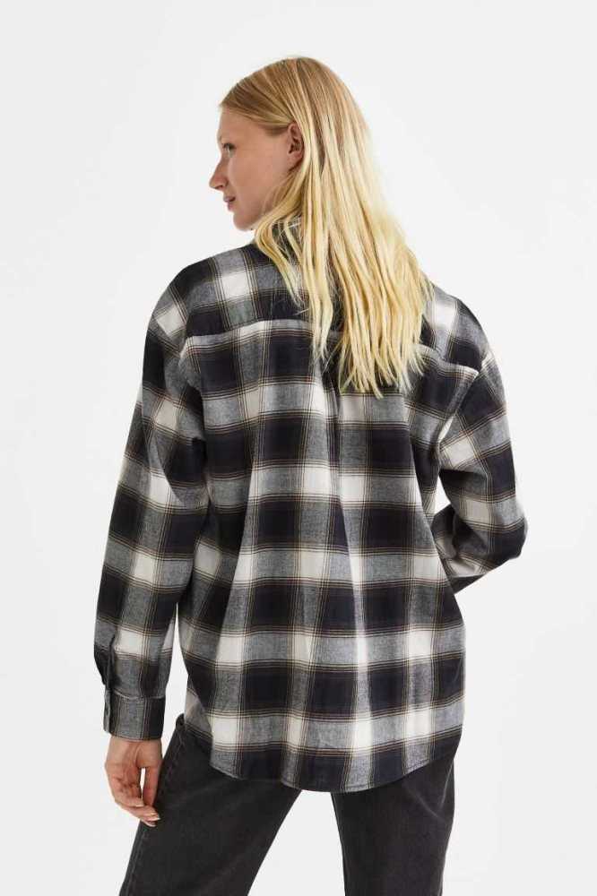 H&M Flannel Anorak Bluse Damen Rot | 9056-HPZCF