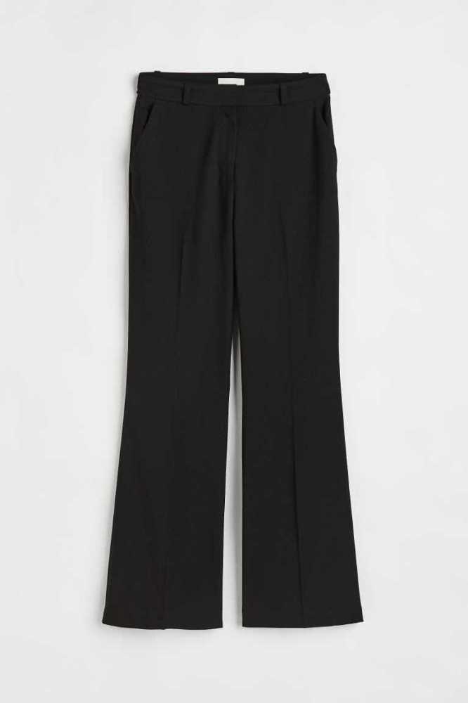 H&M Flared Kleider Hose Damen Schwarz | 5812-FOZGP