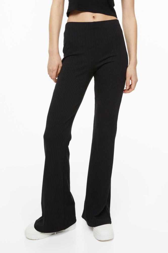 H&M Flared Leggings Hose Damen Schwarz | 2804-IGUEV